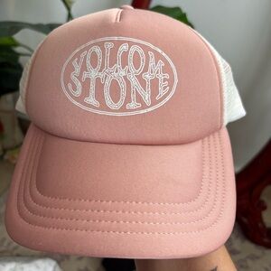 Women’s NWT Volcom Pink & White Mesh Back Snapback Trucker Hat